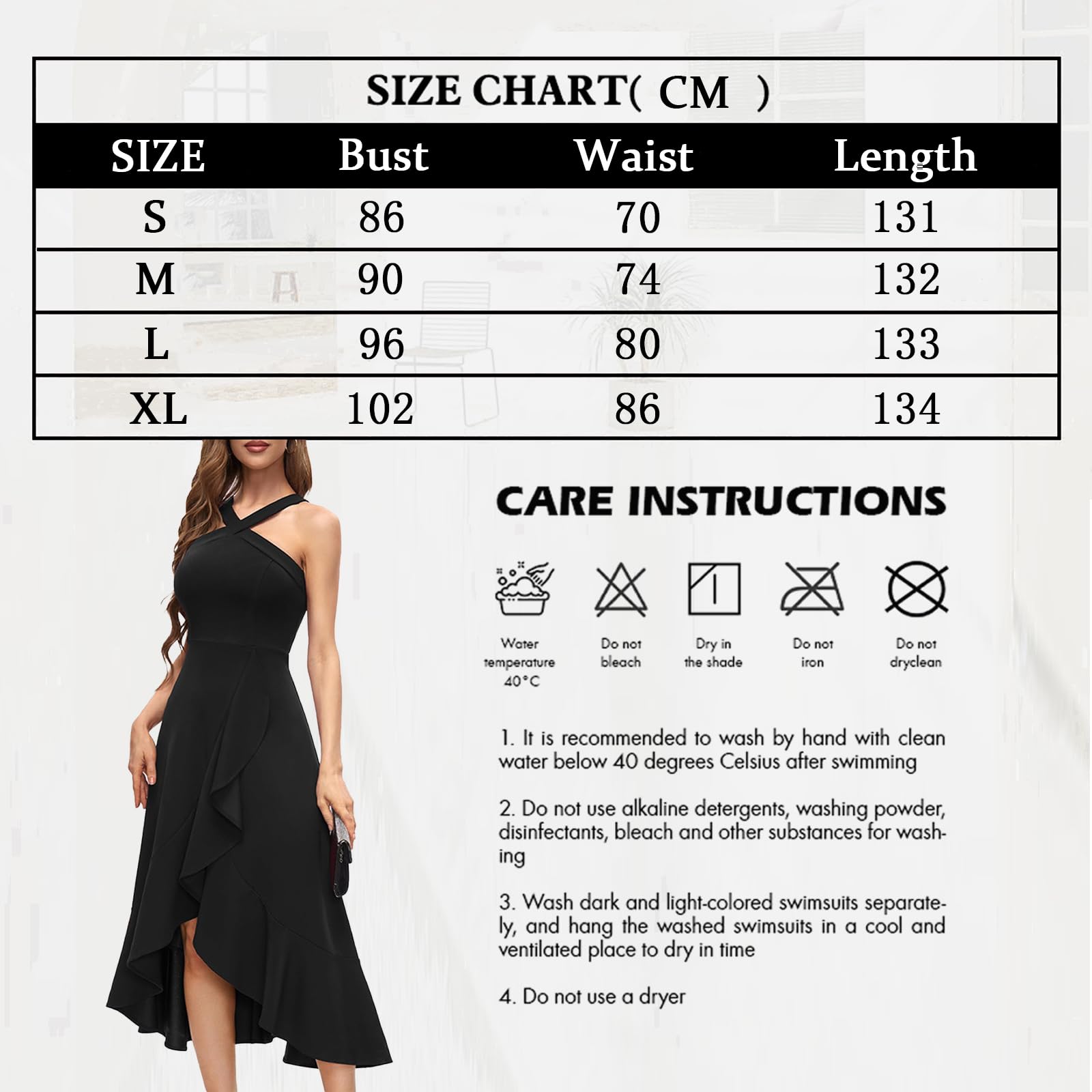 Robe de Cocktail Femme Robe de Soirée à Volants sans Manches avec Bretelles Robes Mi Longue Fluide de Mariage Elégant pour Fête Bal Promo Cérémonie