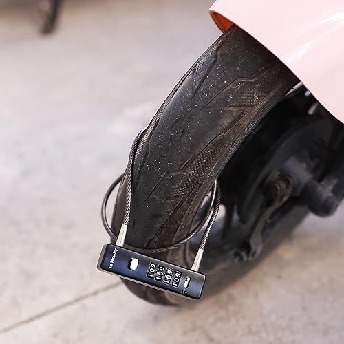 Miniatura 3 de Cerradura de cable larga con cerradura de combinación, cerraduras en U de seguridad antirrobo para motocicletas, barcos, bicicletas y scooters, con