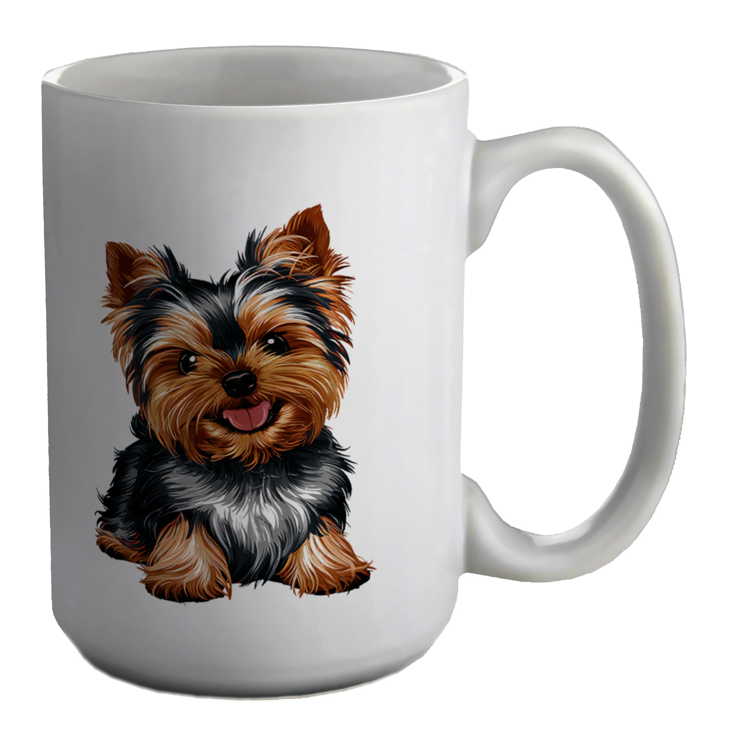 Shopagift Playful Yorkshire Terrier Pet Dog Mug White 15oz Large Ceramic Cup