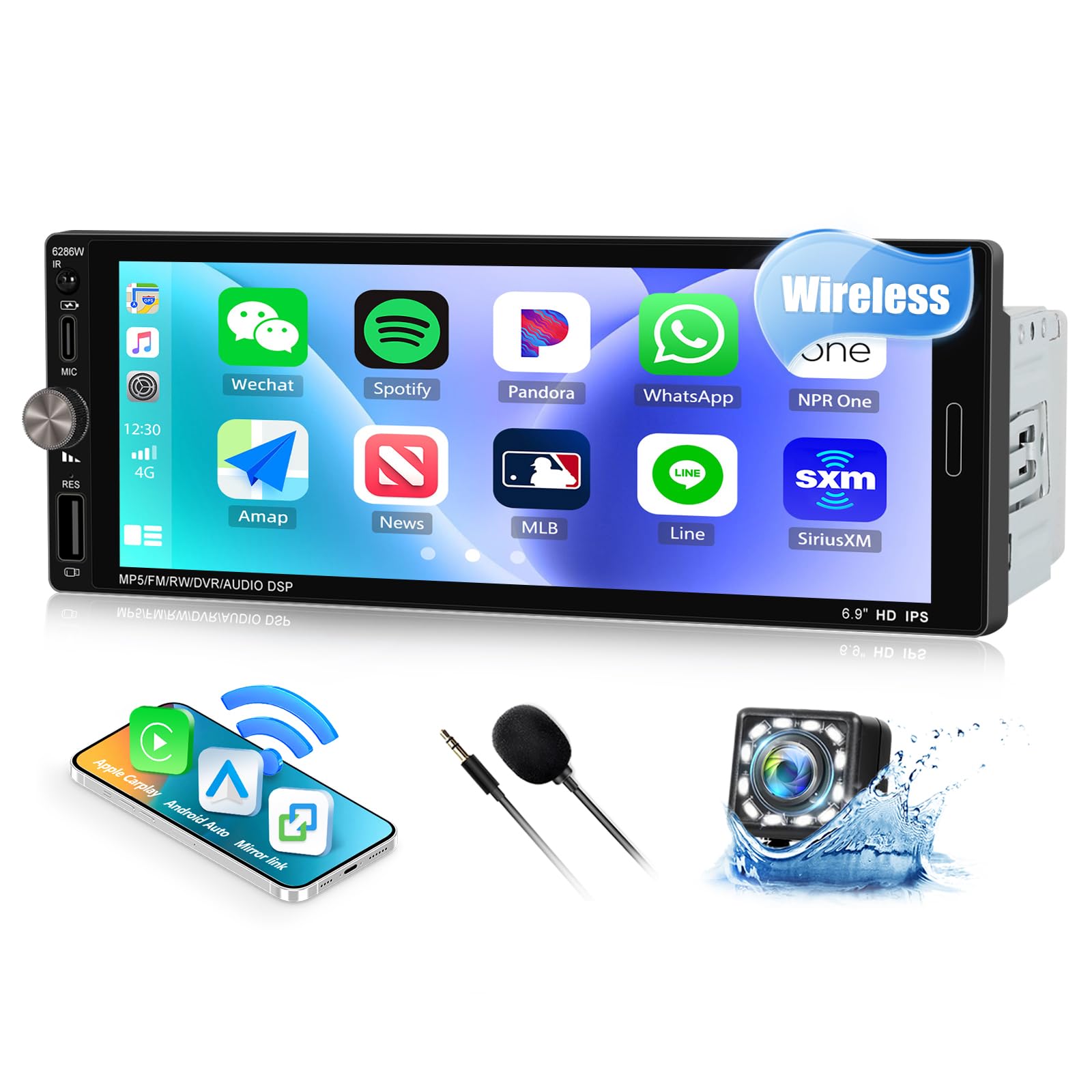 Un autoradio multimédia 1 DIN avec CarPlay et DAB chez Camecho