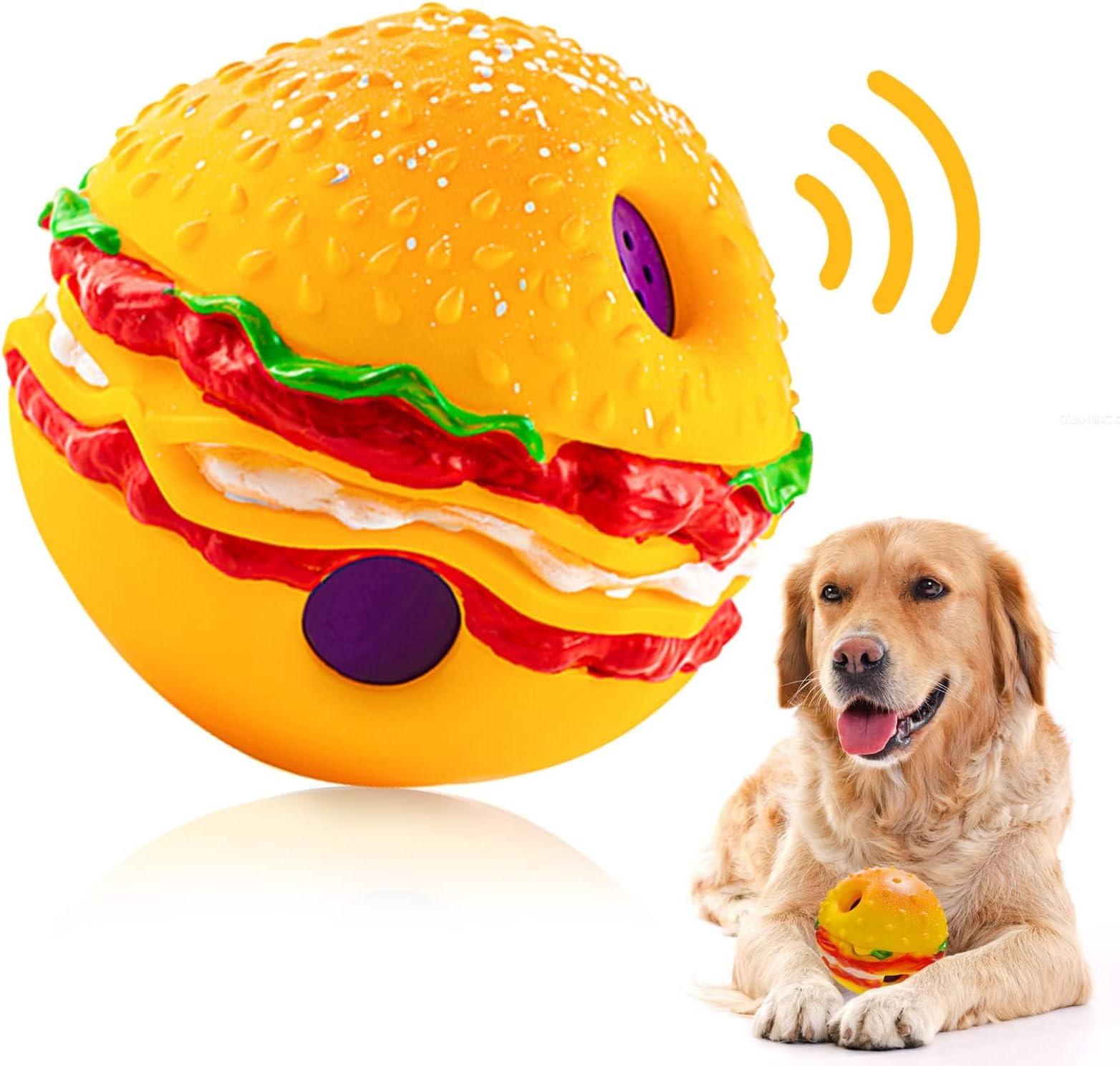 Large Interactive Wobble Giggle Dog Ball, Squeaky Dog Toys Ball, Durable Wag Chewing Ball for Training Teeth Cleaning Herding Balls Indoor Outdoor Safe Dog Gifts for Medium Large Dogs