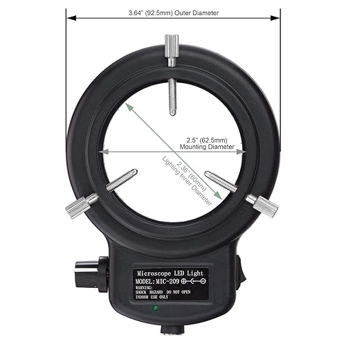 Miniatura 2 de AmScope LED-144B-ZK - Anillo de luz LED ajustable para microscopio estéreo y cámara con adaptador de corriente