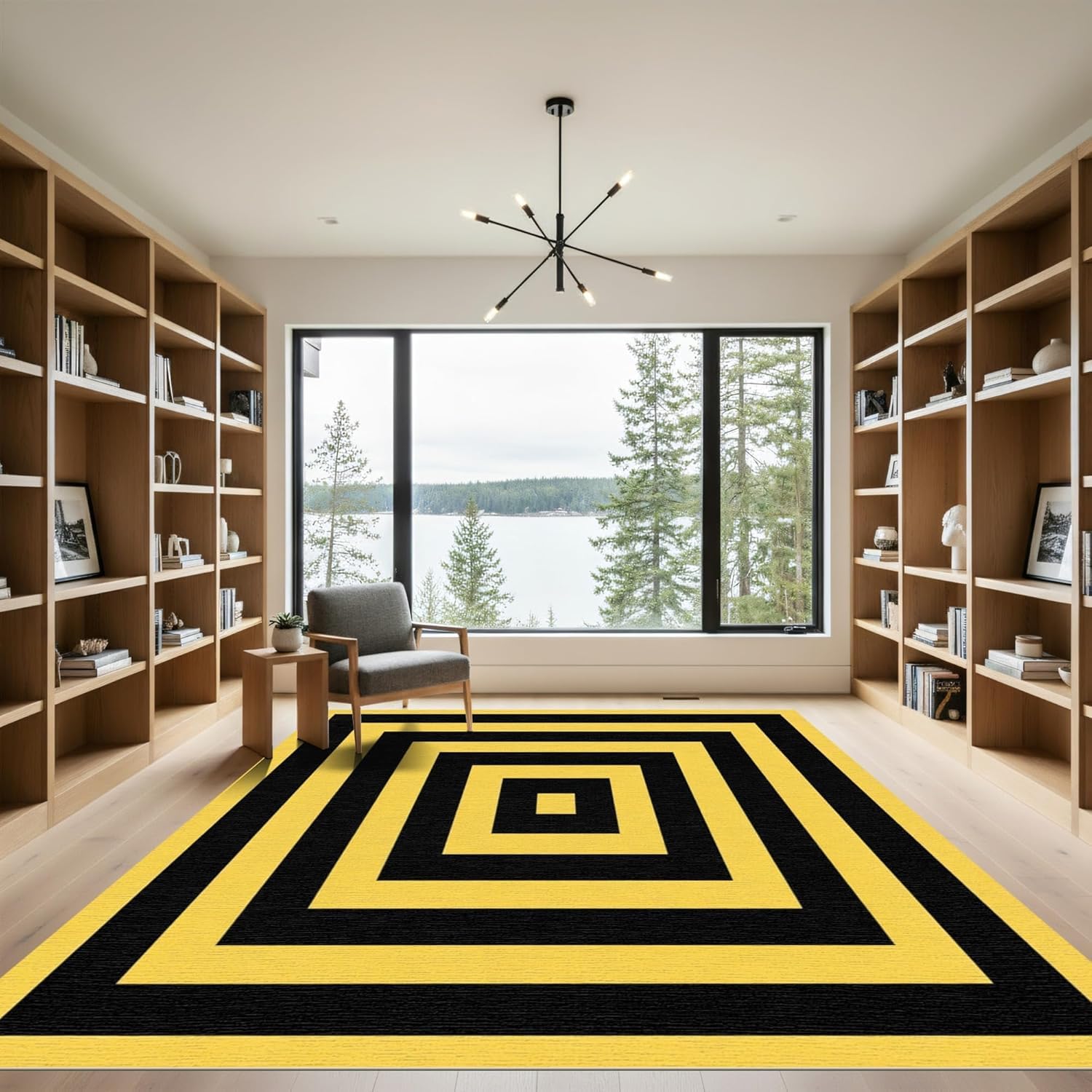 Tapis doux pour chambre et cuisine géométrique noir 90x150