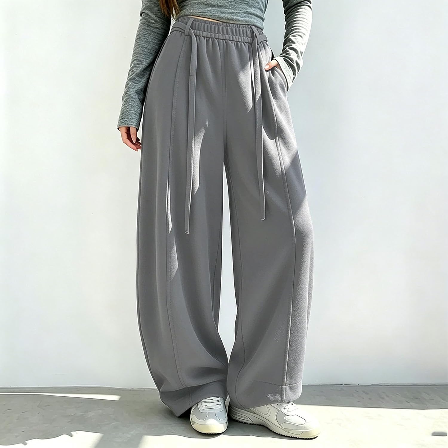 Women's Cotton Wide Leg Lounge Sweatpants with Pockets
