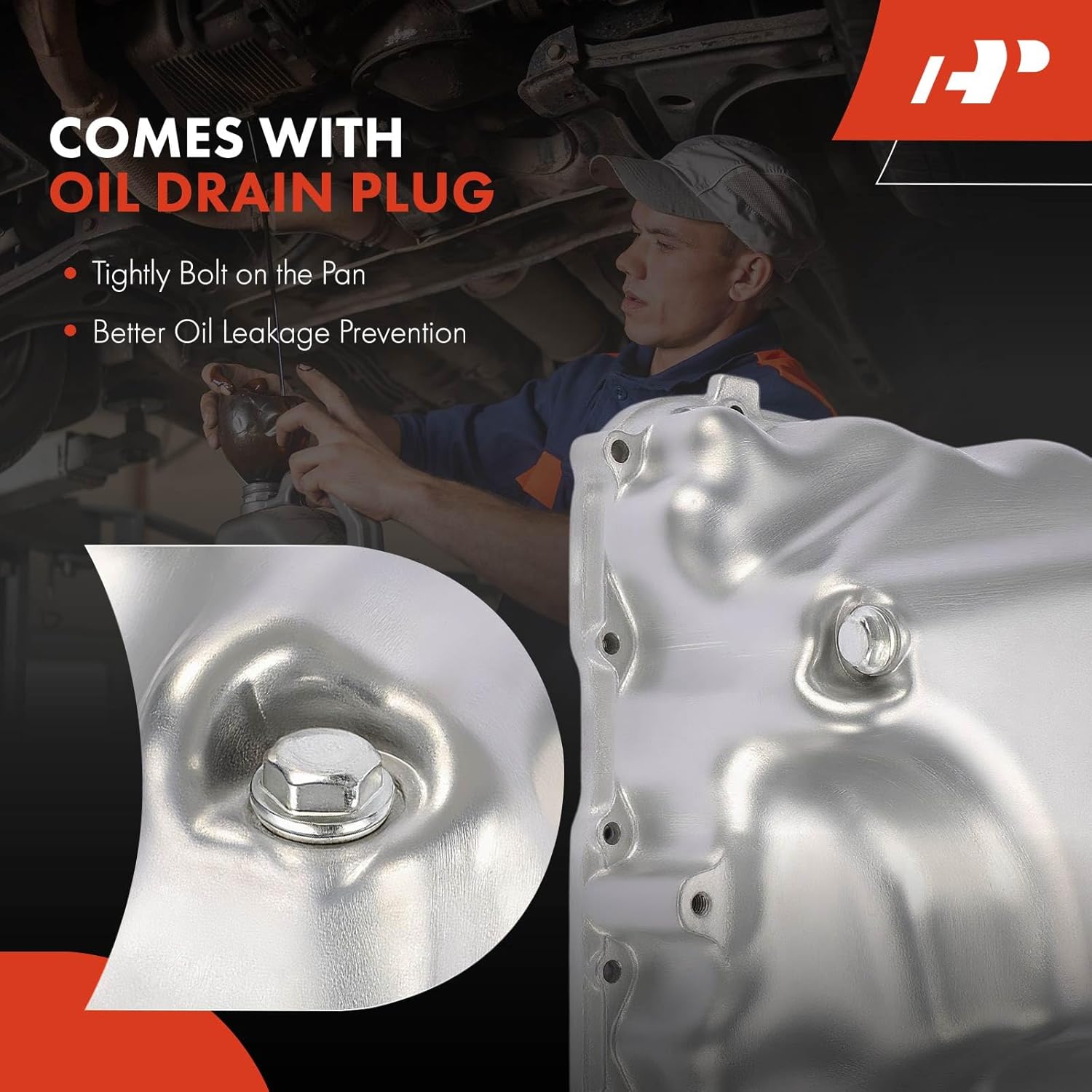 A-Premium Engine Oil Pan Sump with Drain Plug Compatible with Saturn Vue 2004 2005 2006 2007, 3.5L