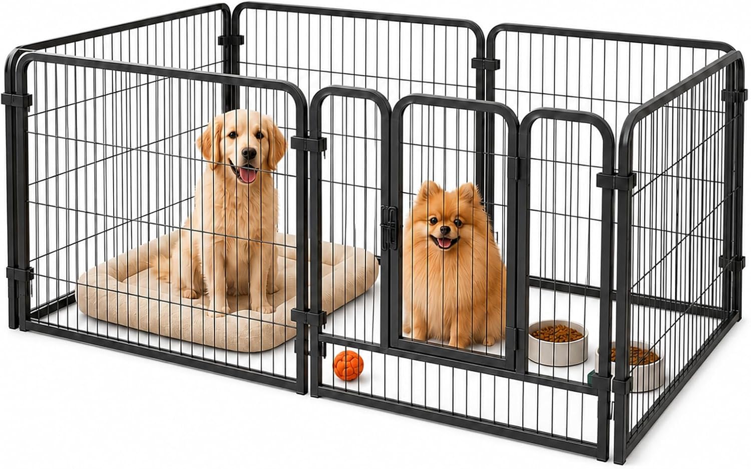 Puppy Pen Dog Pen Indoor Outdoor - 6 Panel Foldable Metal Dog Playpen with Door, Exercise Fence Enclosure for Small Medium Dogs Cats Rabbits, Safe Play Area for Home Camping Travel