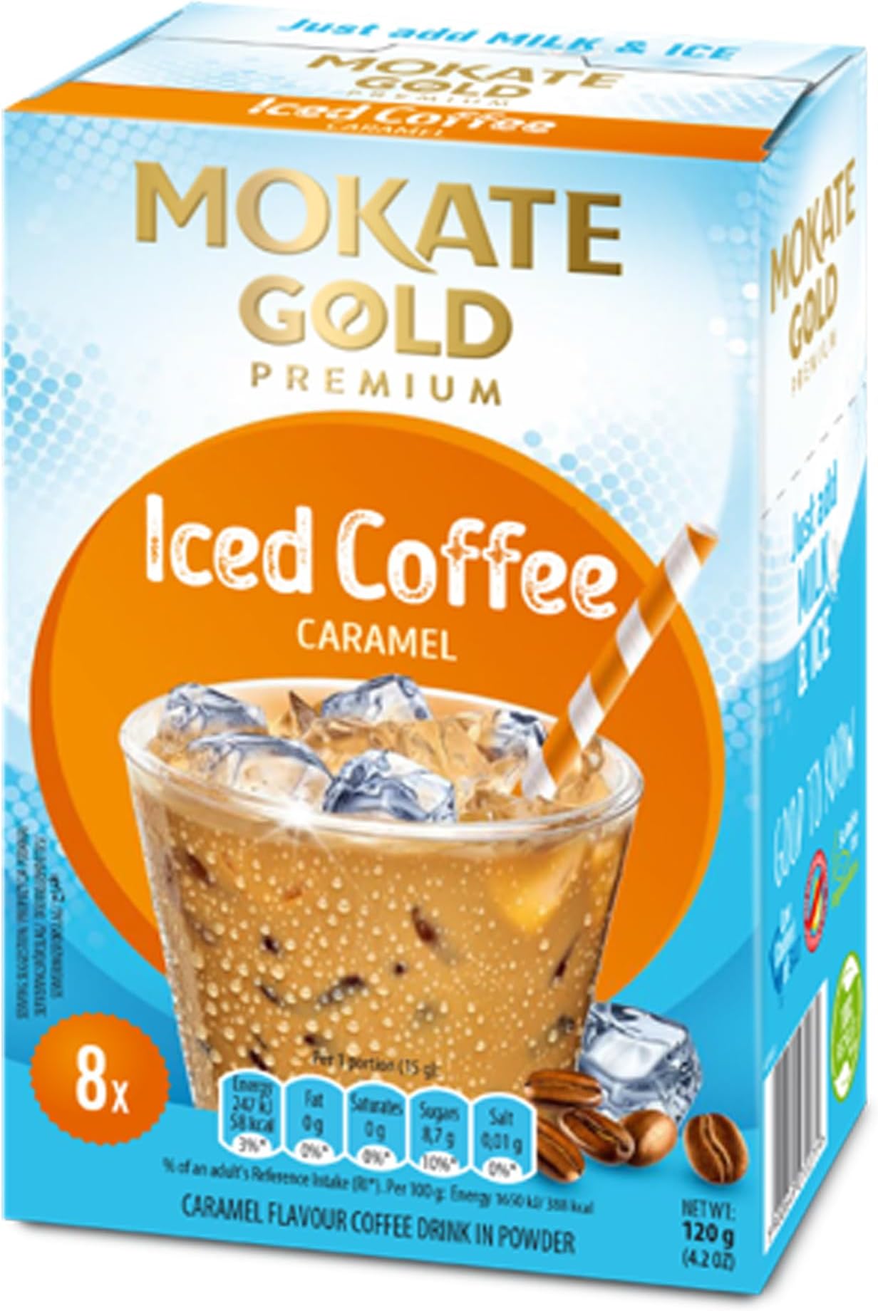 Gold Iced Coffee Drink Caramel 1 Box 8 Sachets 120g