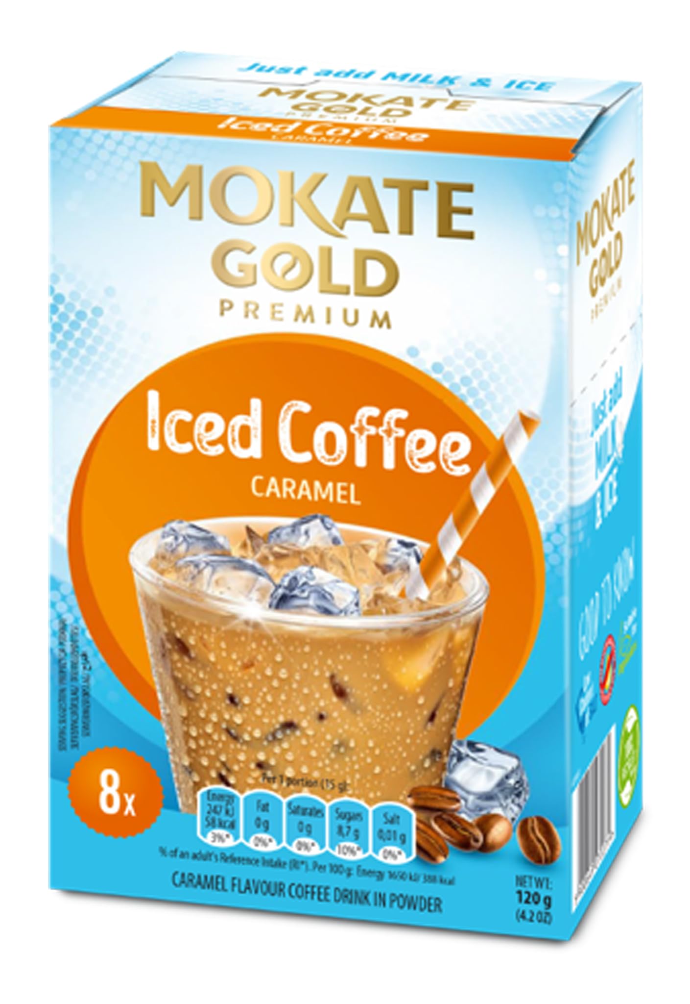 Mokate Gold Iced Coffee Drink Caramel 1 Box 8 Sachets 120g