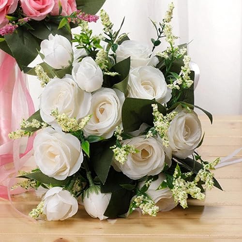 Miniatura 3 de Lindagary Ramo de novia, ramo de flores artificiales, arreglos florales de simulación para decoración de mesa de boda, hogar