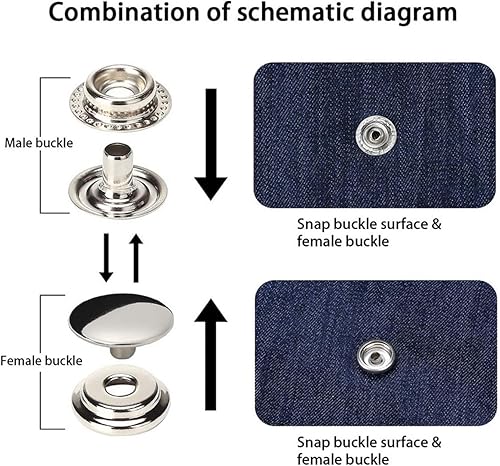 Miniatura 4 de Juego de 160 piezas de cierres a presión, botones de cobre de grado marino, juego de zócalos a presión, 0.591 in de diámetro (mezcla de colores, 40