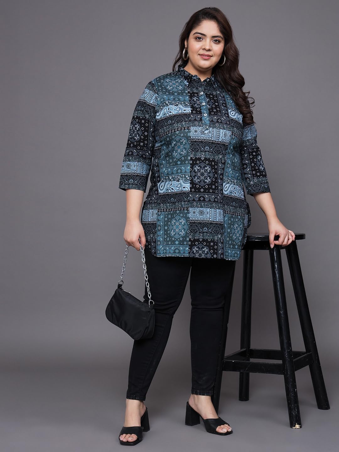 Tissu Women's Plus Size Multicolor Printed Pure Cotton Kurti (2265_Multicolor_7Xl)