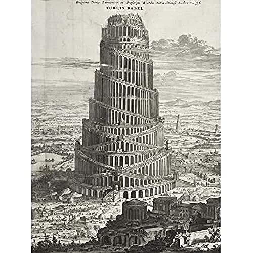 Kircher Tower Babel Biblical Myth Engraving Unframed Wall Art Print Poster Home Decor Premium