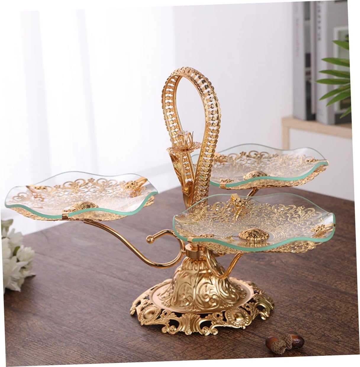 Multi-Layer Tiered Fruit Plate Dessert Display Tray, European Style Food Serving Platter for Tea Table Snacks and Party, Modern Decorative Snack Holder for Home and Events