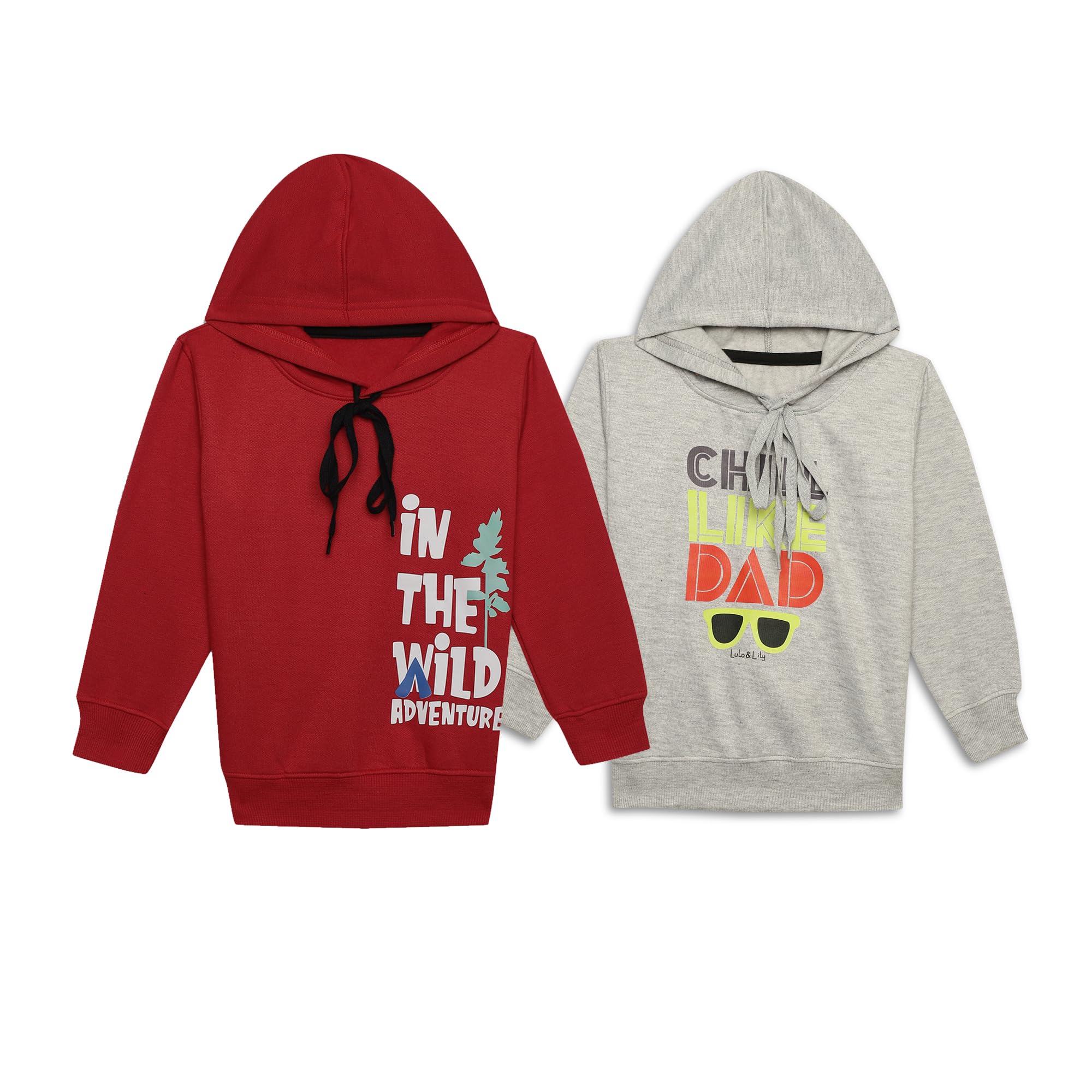 Mack Jonney Unisex-Child Printed Hooded Cotton Fleece Sweatshirt for Kids (Pack of 2)-MACK40397