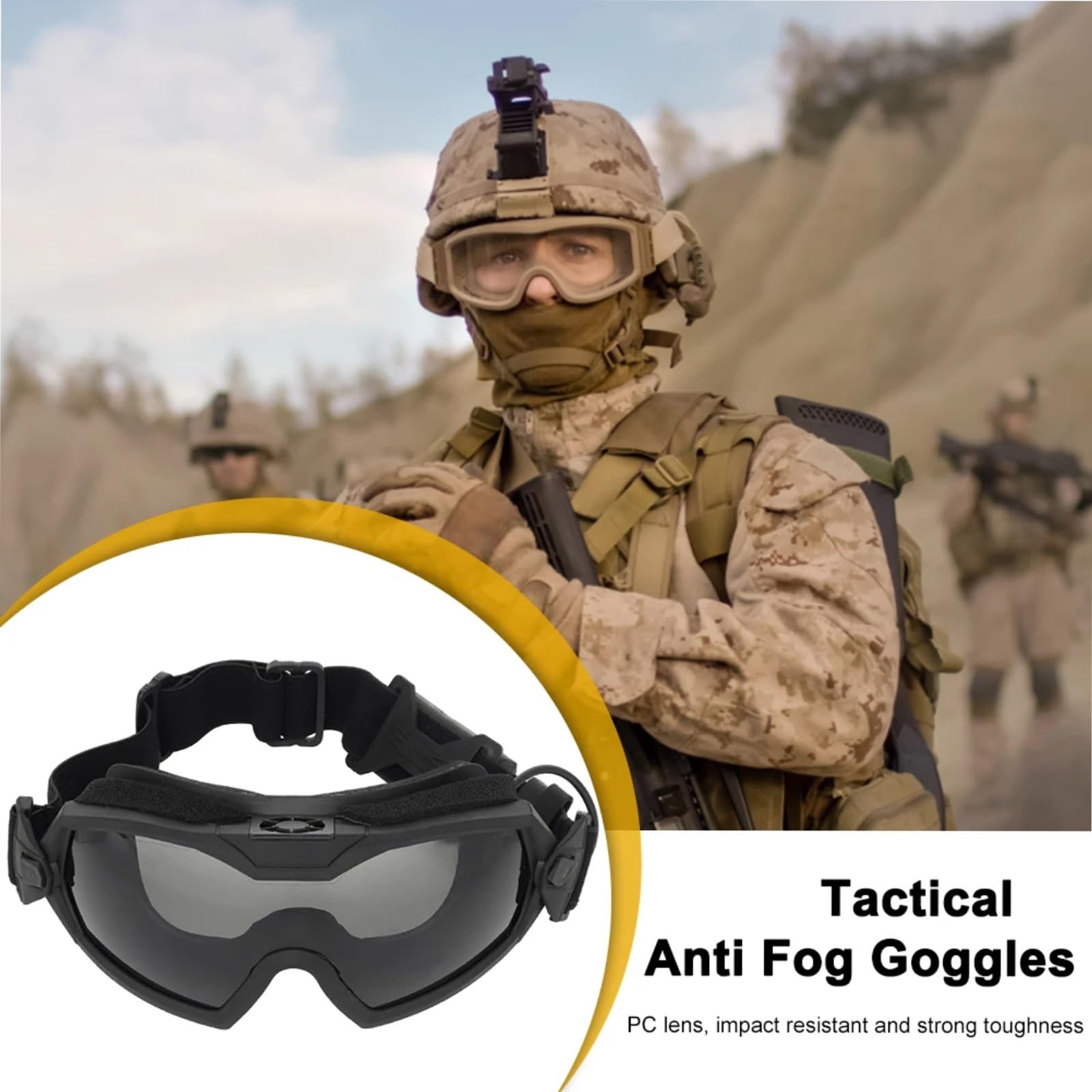 Antibeschlag Schutzbrille mit Mikrolüfter, Airsoft Paintball Schutzbrille, Kratzfest Augenschutz Outdoor Jagd Sport