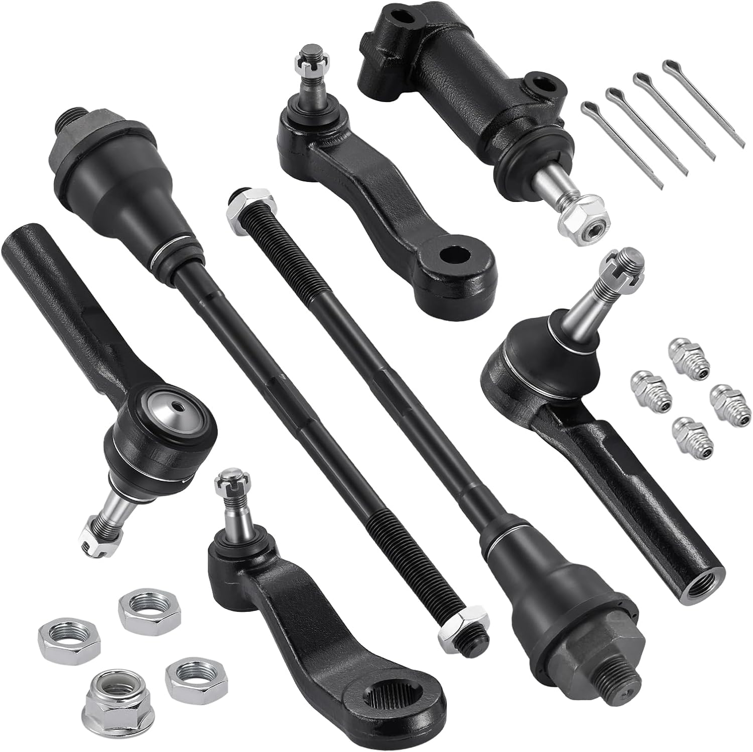 7-PC Tie Rod Ends Kits Compatible with Chevy Silverado 1500 4WD 1999-2006,2xInner tie rod ES3488,2xOuter tie rod ES3493,2xSteering Idler Arm K6536 K6534,1xSteering Pitman Arm K6723
