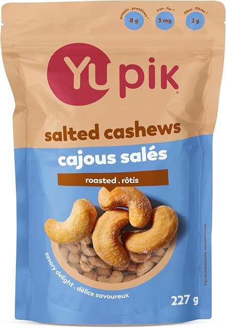 Yupik Roasted Salted Des noix de cajou, 227 g, Sans gluten, sans casher, noix, noix de cajou avec sel de mer, collations savores