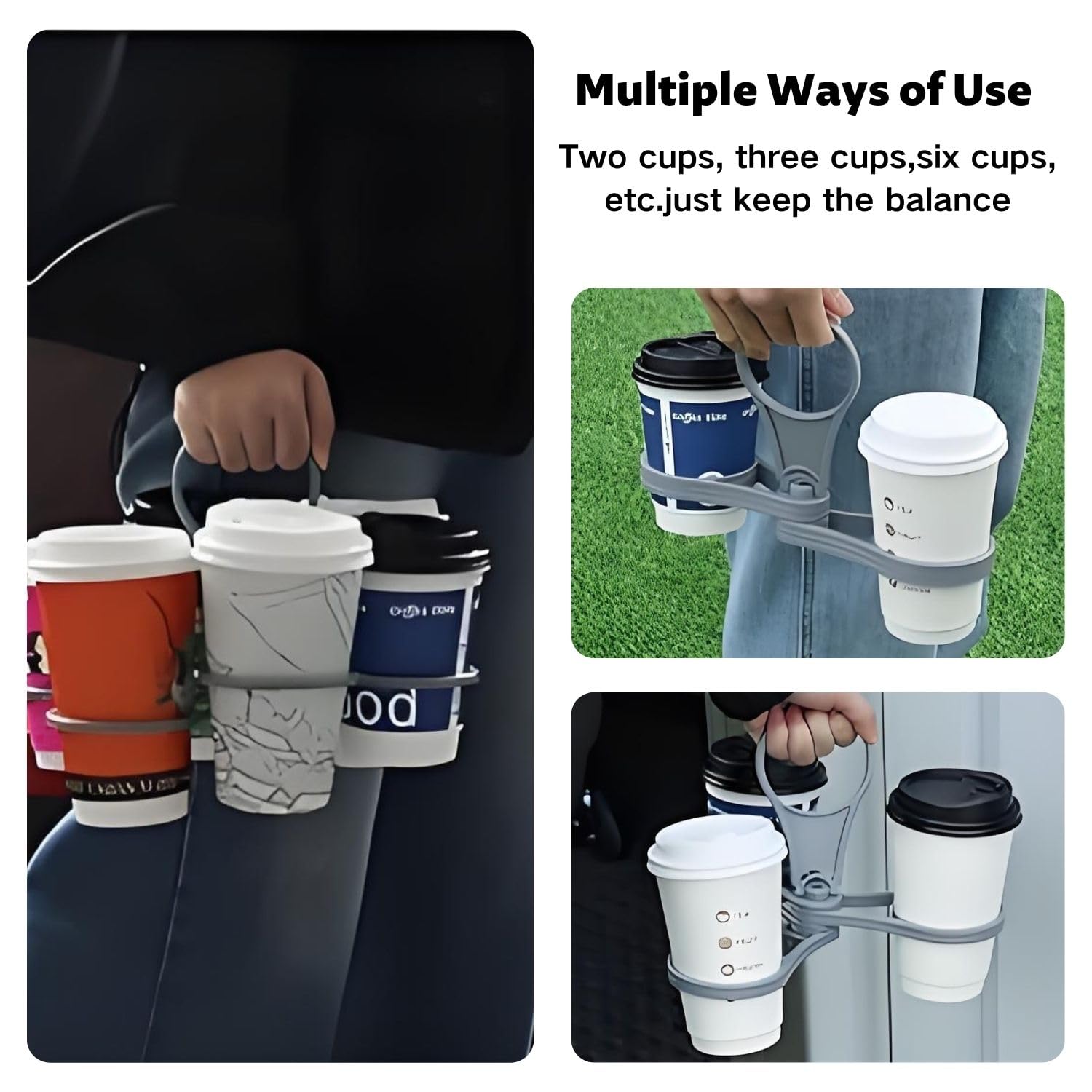Super Carry Lot de 2 porte-gobelets pliables, pour 6 gobelets, pour café, boissons et bière, robustes et réutilisables