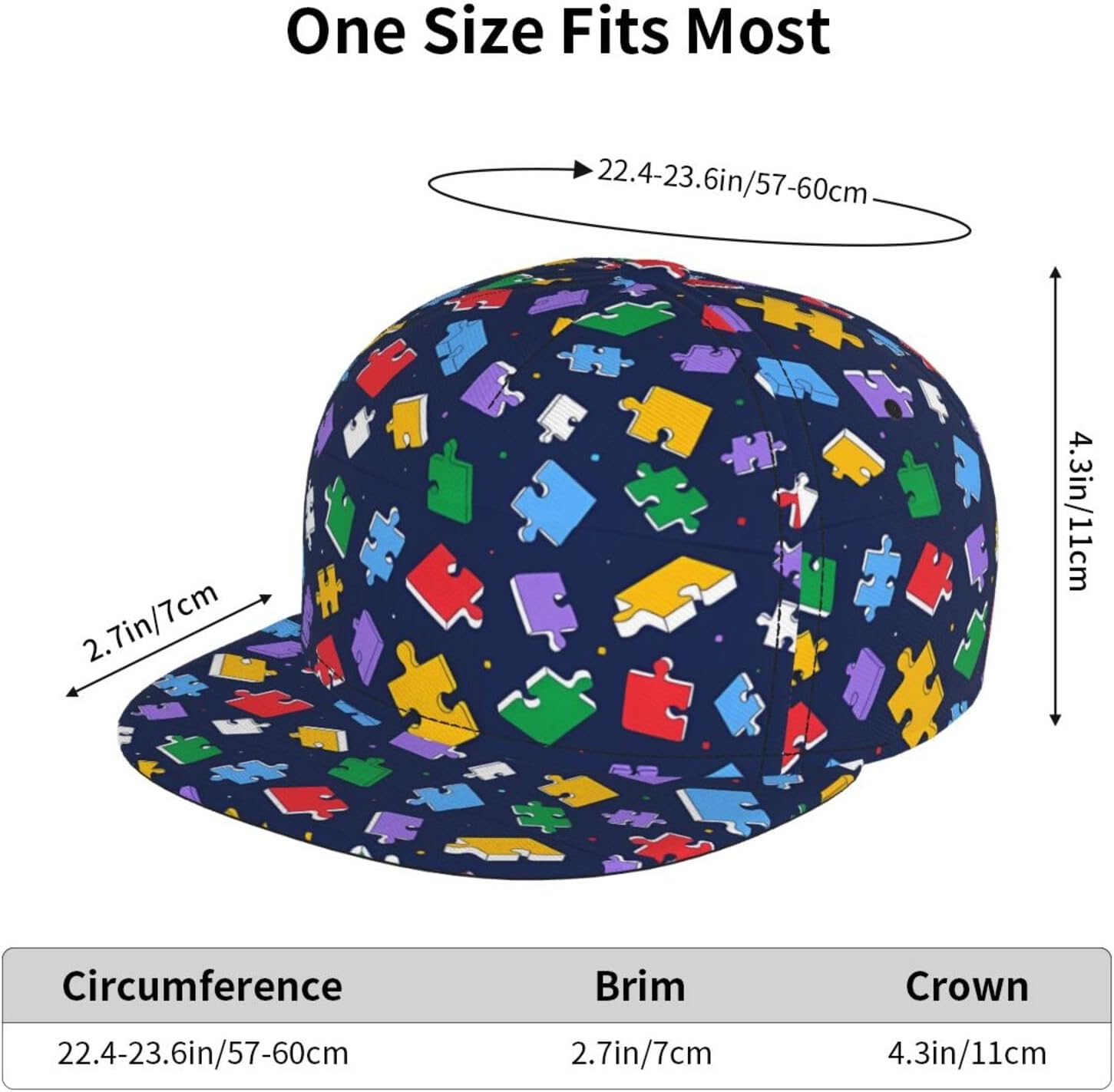 Autism Awareness Baseball Cap Snapback Hat Adjustable Flat-Brimmed Hat Hip Hop Hat for Men Women - Image 5