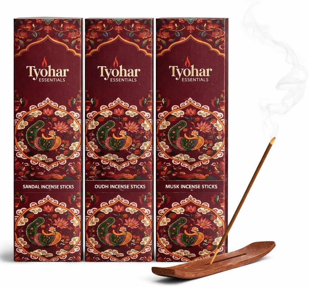 Luxury Incense Set – Oudh, Silver Musk & Sandalwood (3×40 Sticks) – Premium Natural Masala Agarbatti for Meditation & Special Occasions.