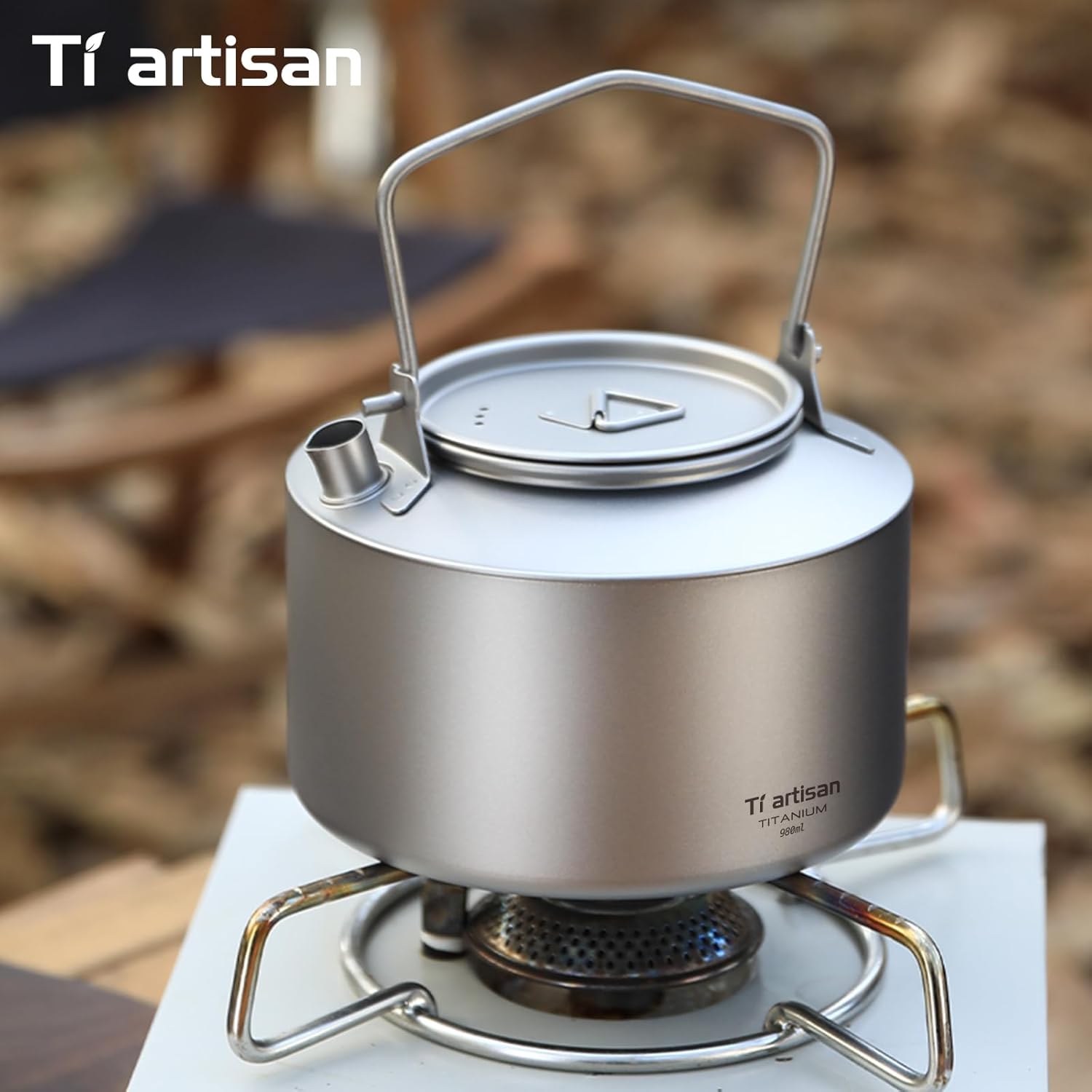 Titanium Kettle Ultralight Tea pot Outdoor Camping Coffee Pot for Boiling Water Coffee Tea (980ml (33.14fl oz))