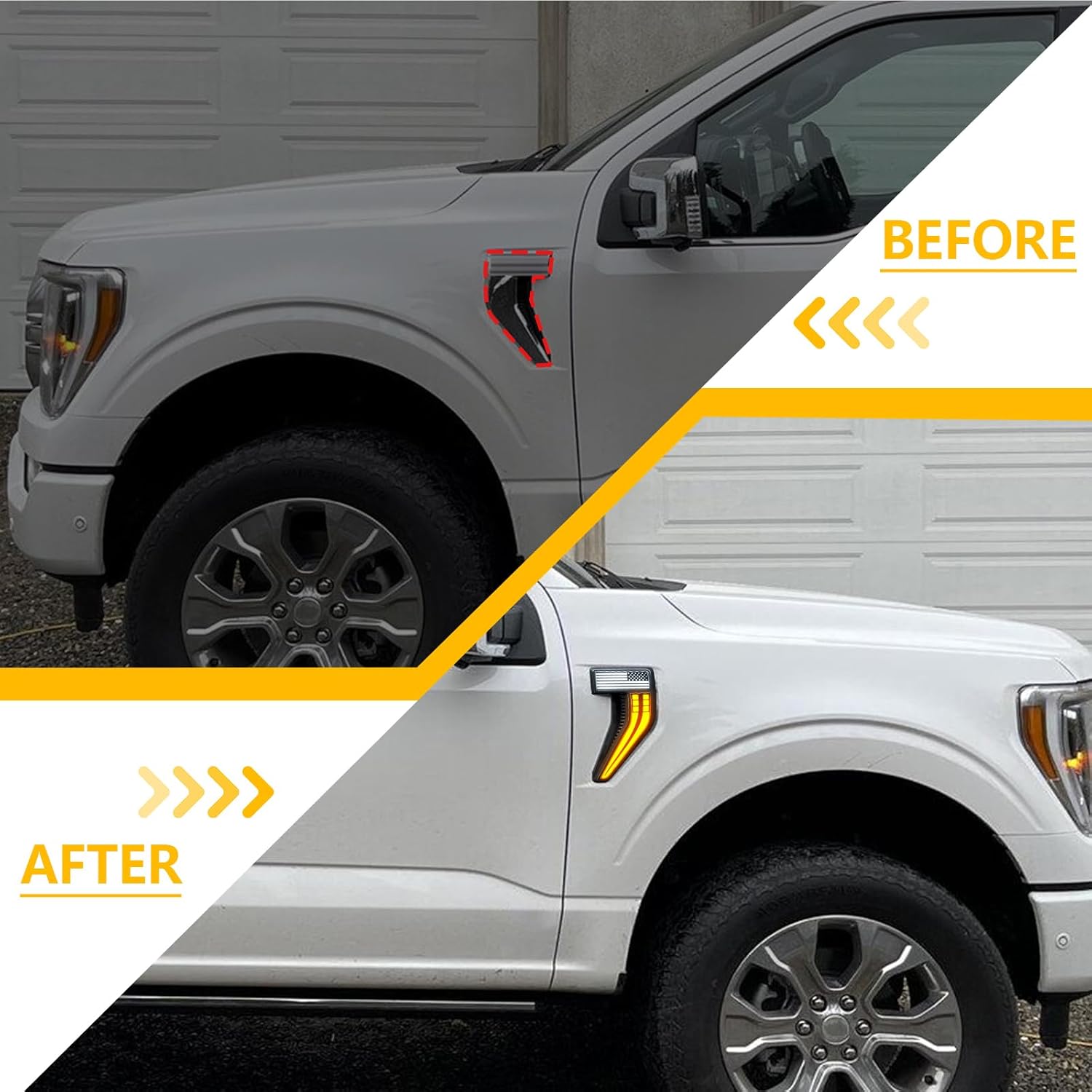 Fender Vent for F150 2021-2026 Fender Emblems Front Fender Badge Side Vent Cover for F150 Accessories XL XLT Lariat Limited Platinum, 1 Pair (21F150-Vents-Led)