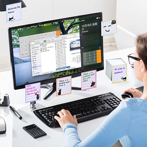 Miniatura 5 de Notas adhesivas de 3 x 3, lindas notas autoadhesivas, paquete de 6 divertidos blocs de notas de gato negro para regalo amante de los gatos,