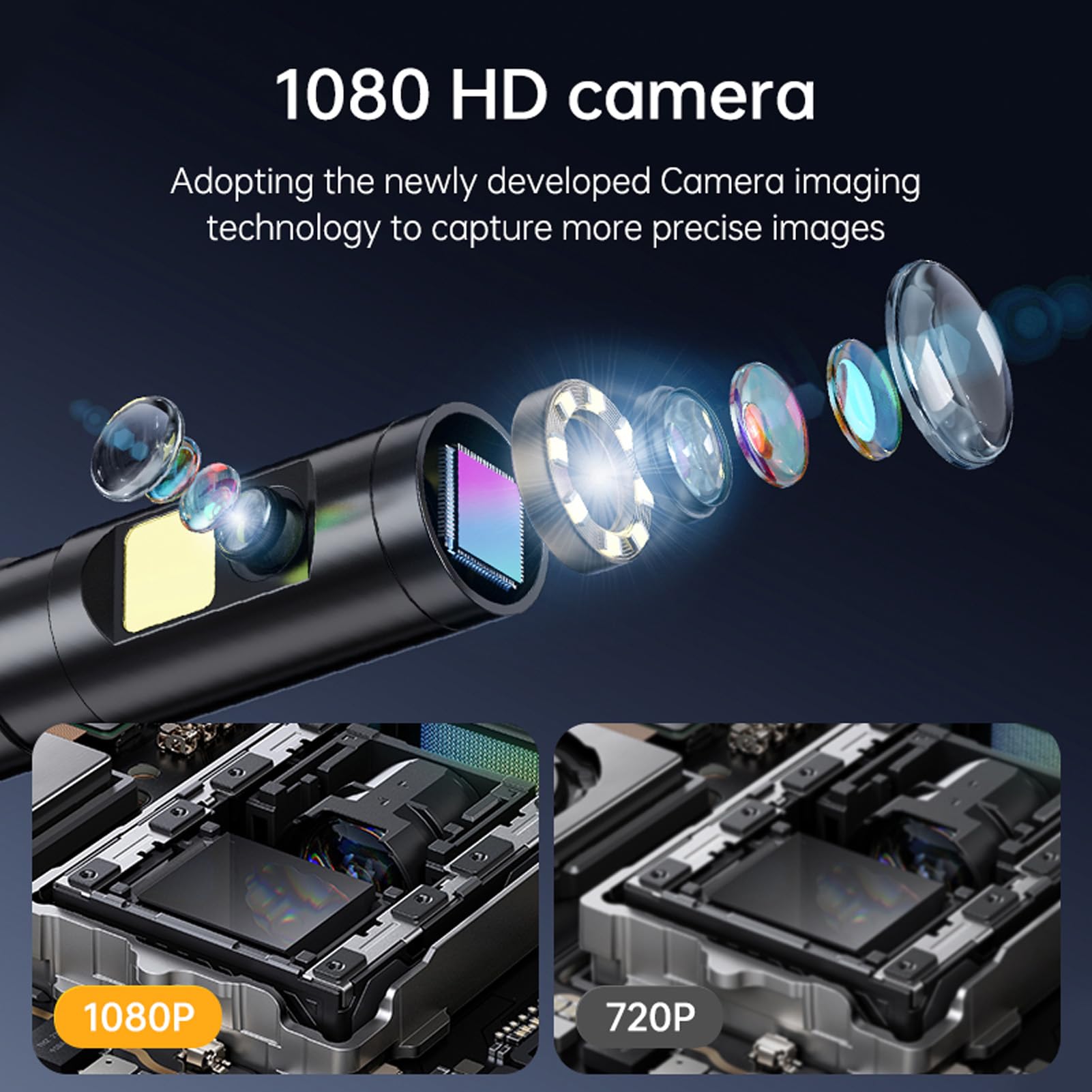 Kamera Endoskopu z światłem, Podwójny Obiektyw 8 Mm 1080p HD Borescope z Ekranem 4,3 Cala, 8 Regulowanych Diod LED, Kabel Pół-szorstki, IP67 Wodne Odporne na kontrolę (5M / 16,4 stopy)