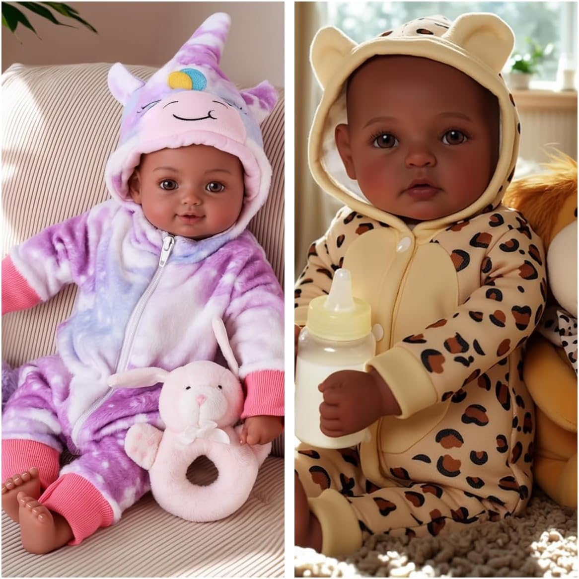 BABESIDE 2 Pcs Black Baby Dolls