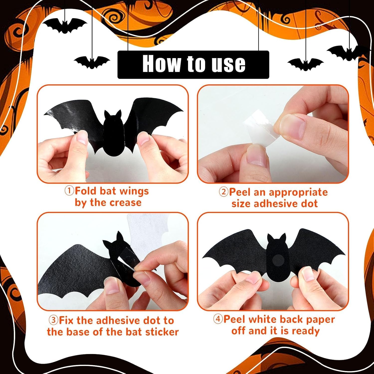Halloween Bulletin Board Set 3D Halloween Bat Classroom Bulletin Board Pumpkin Castle Witches Paper Cutout Spooky Scary Decoration for Kid Holiday Home School Classroom Wall Chalkboard Decor image 4