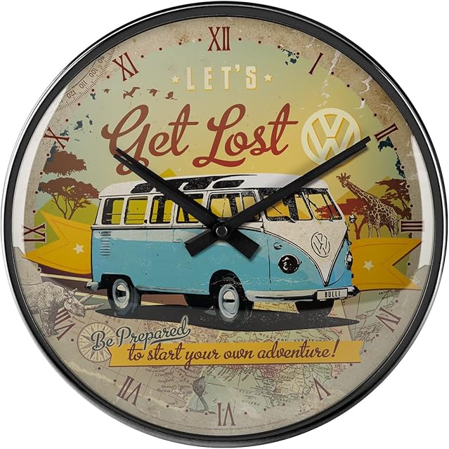 Nostalgic-Art 51058 Volkswagen - VW Bulli - Let's Get Lost, Wall Clock 31cm