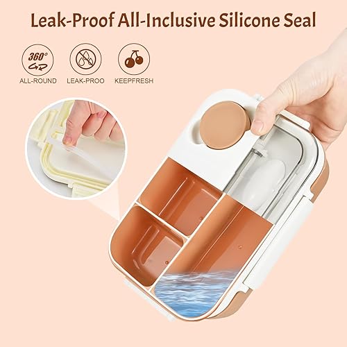 Miniatura 5 de Bento Box - Lonchera para adultos, recipientes para hombres, mujeres y niños con 4 compartimentos, contenedor de alimentos a prueba de fugas con