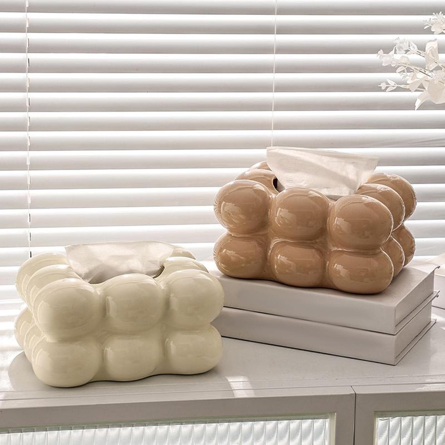Elegant Tissue Box Organizer for Vanity and Home Decor, Brown