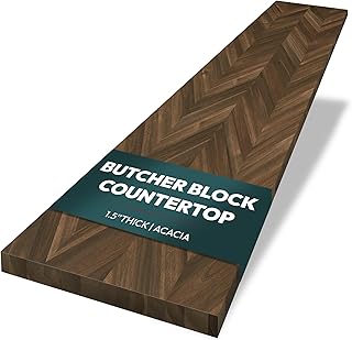 Chevron Butcher Block Countertop 60 x 30 x 1.5 Inches - Dark Walnut Acacia Solid Wood Table Top for Desk Top, Workbench Top, Kitchen Countertop