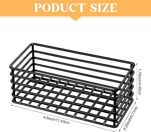 Miniatura 3 de 2 cestas de azúcar, organizador pequeño de hierro para almacenamiento de café, bar, té, 4.5 x 2.25 x 1.75 pulgadas (negro)