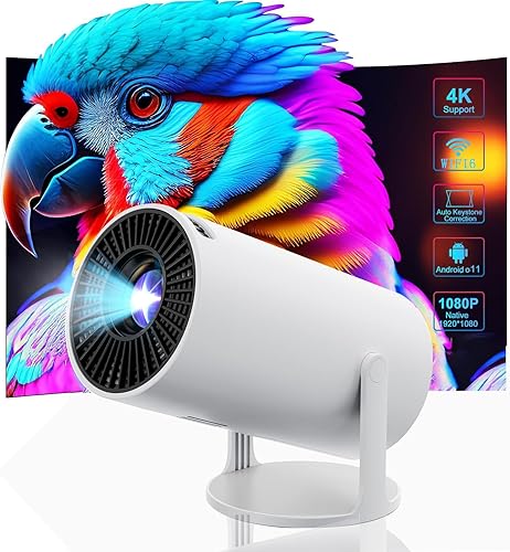 Proyector, proyector con WiFi y Bluetooth con Android 11, proyector portátil Amovfilm 4k 1080P proyector compatible con corrección horizontal