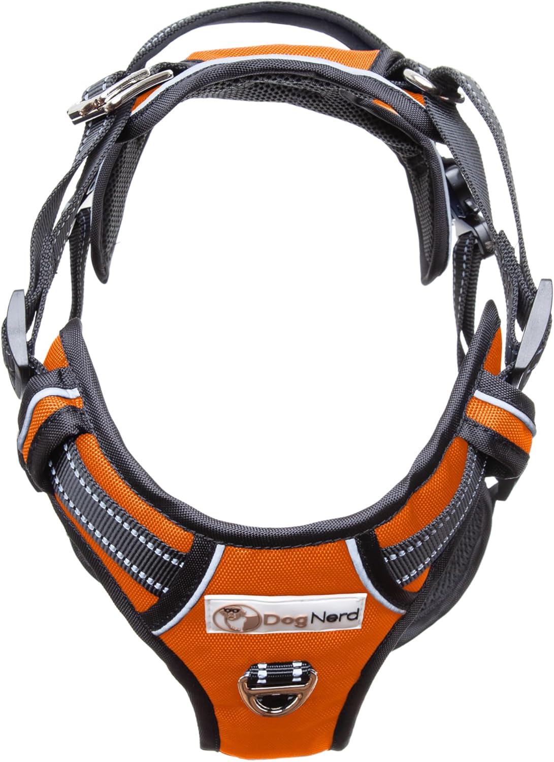 Premium Adjustable Full Coverage Vest/Harness for Large (50-90lbs) Dogs - Metal Clips, Padded Handle, 2 Leash Clips, Durable Oxford Fabric, Reflective Trim - No Choke, No Pinch (Blaze Orange)