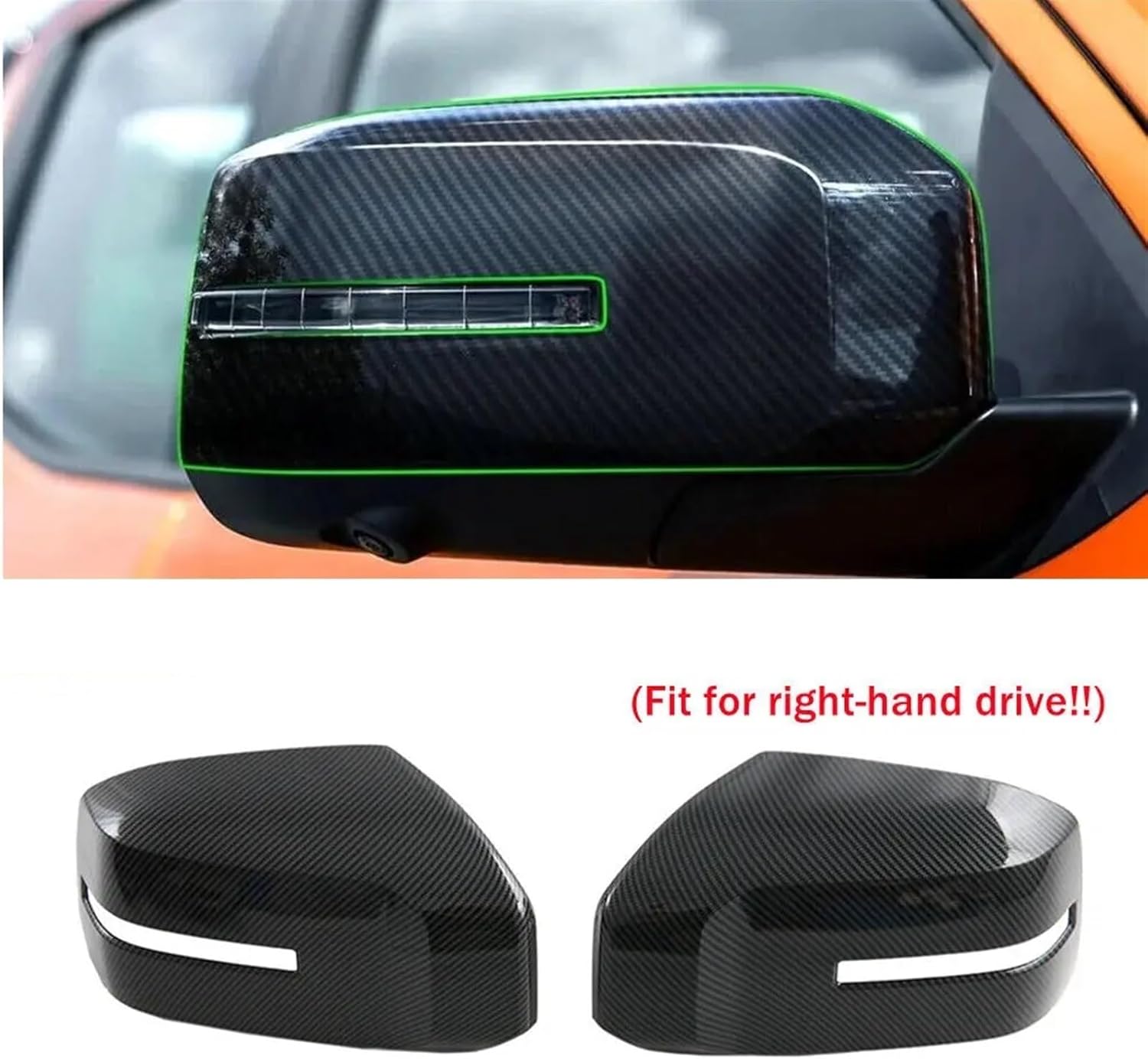 Compatible For Triton L200 2024 RHD Car Sticker Rearview Side Mirror Cover Wing Cap Exterior Door Rear View Case Trim Carbon