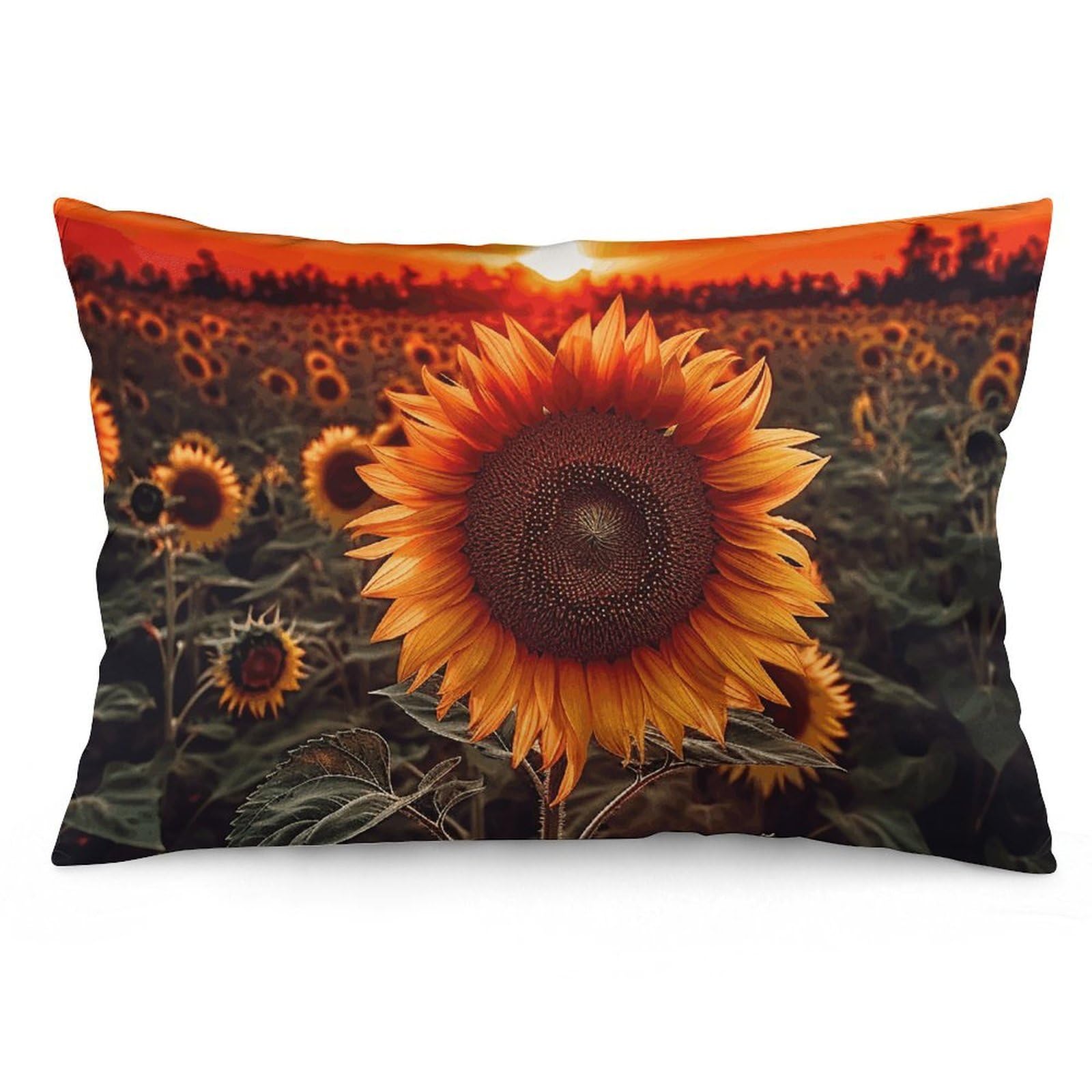 2 Pack Pillow Cases for Hair and Skin, Soft Breathable Pillow Case Covers with Hidden Zipper, Sunset Sunflower Pillowcase 12 "x20 Pillow Covers for Sleeping Gift