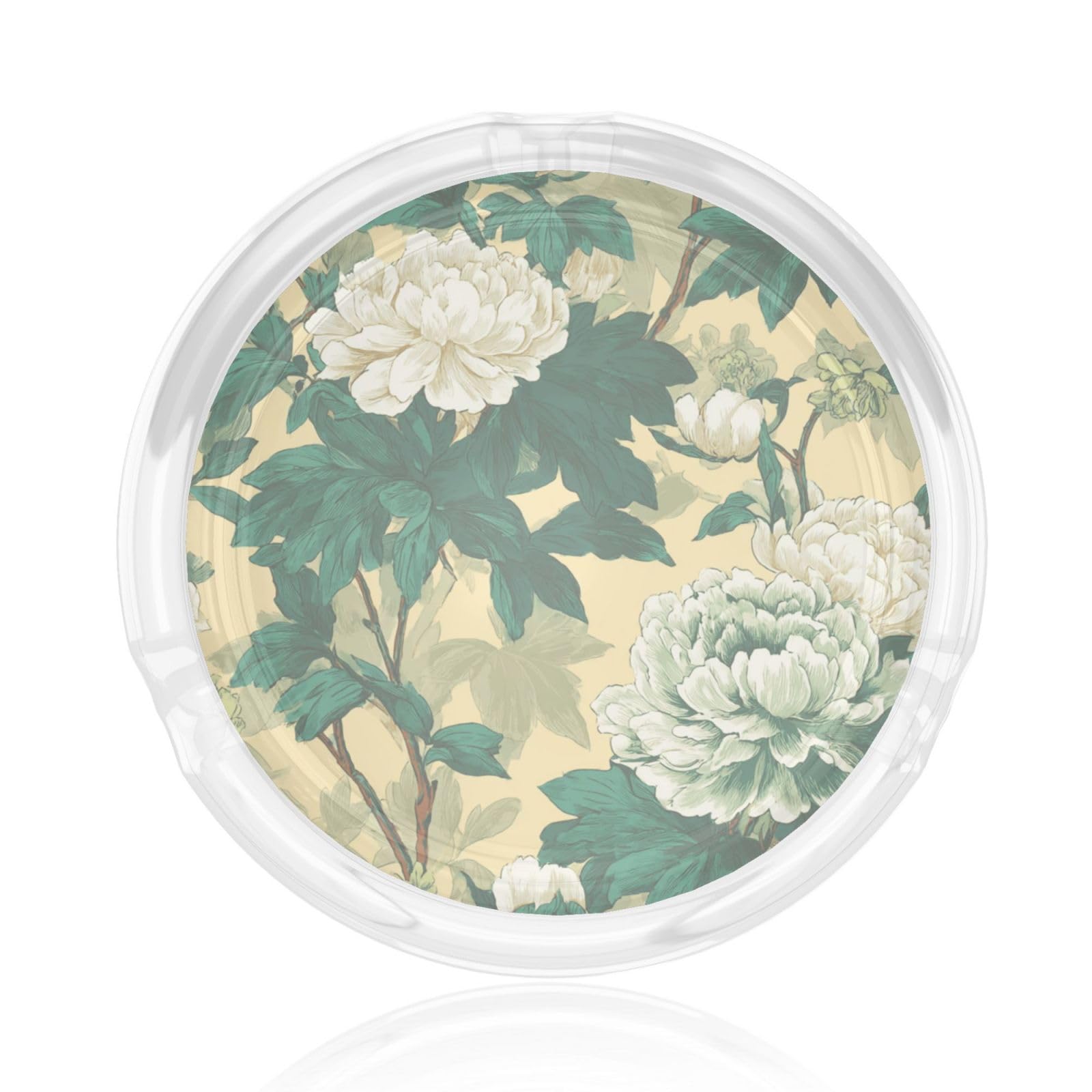 Peonies And Smaller Blossoms Botanical Glass Ashtray For Cigarettes Ash Trays Case For Home Office Decor