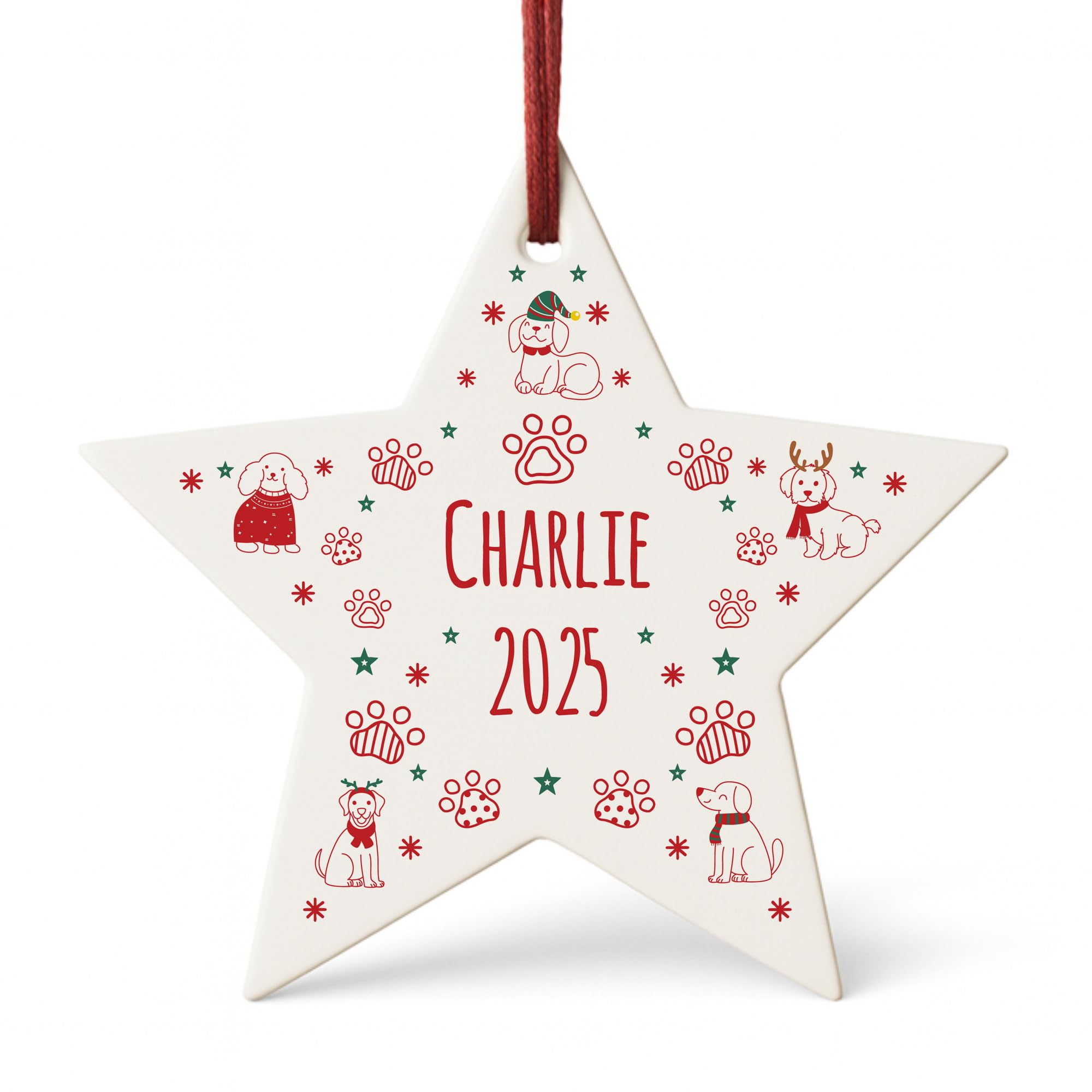 Red Ocean Personalised Pet Bauble For Dog Puppy Christmas Tree Decoration For Dogs 1st Christmas Dog Lover Puppy Keepsake