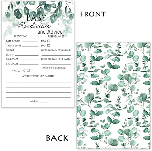 Miniatura 2 de Juegos de baby shower de eucalipto verde para niño o niña, juego de 4 juegos para 10 invitados, 5 x 7 pulgadas