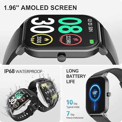 Miniatura 6 de Reloj inteligente (respuestahacer llamada), relojes inteligentes HD de 1.83 pulgadas para hombres y mujeres, IP68 impermeable rastreador de fitness