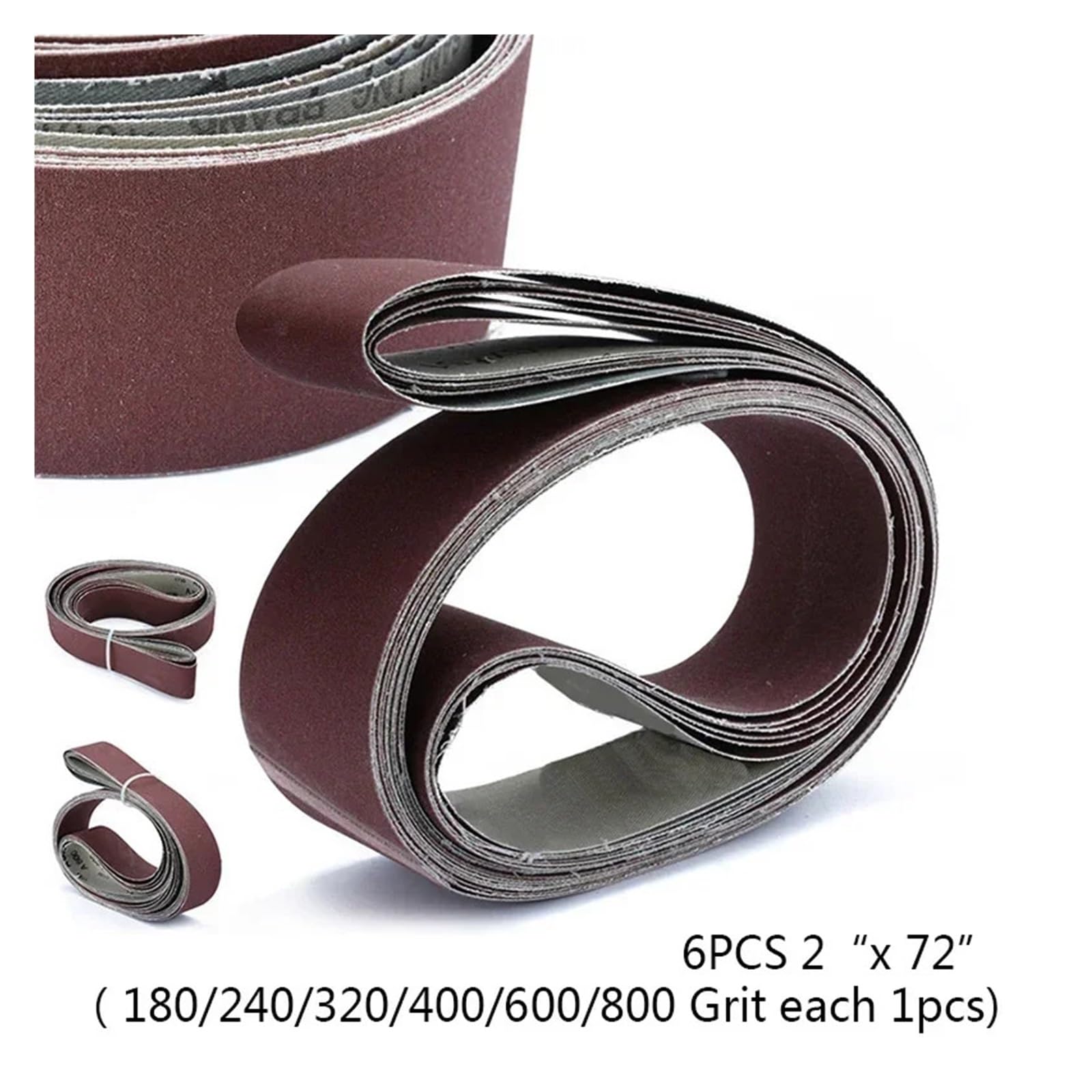 6 pz/Set 2 "X 72" Nastro Abrasivo A Grana Fine Carta Vetrata Levigatrice Fascia Abrasiva 5x182 cm Nastri Levigatrice for Legno Metallo Morbido Rettifica Polacco