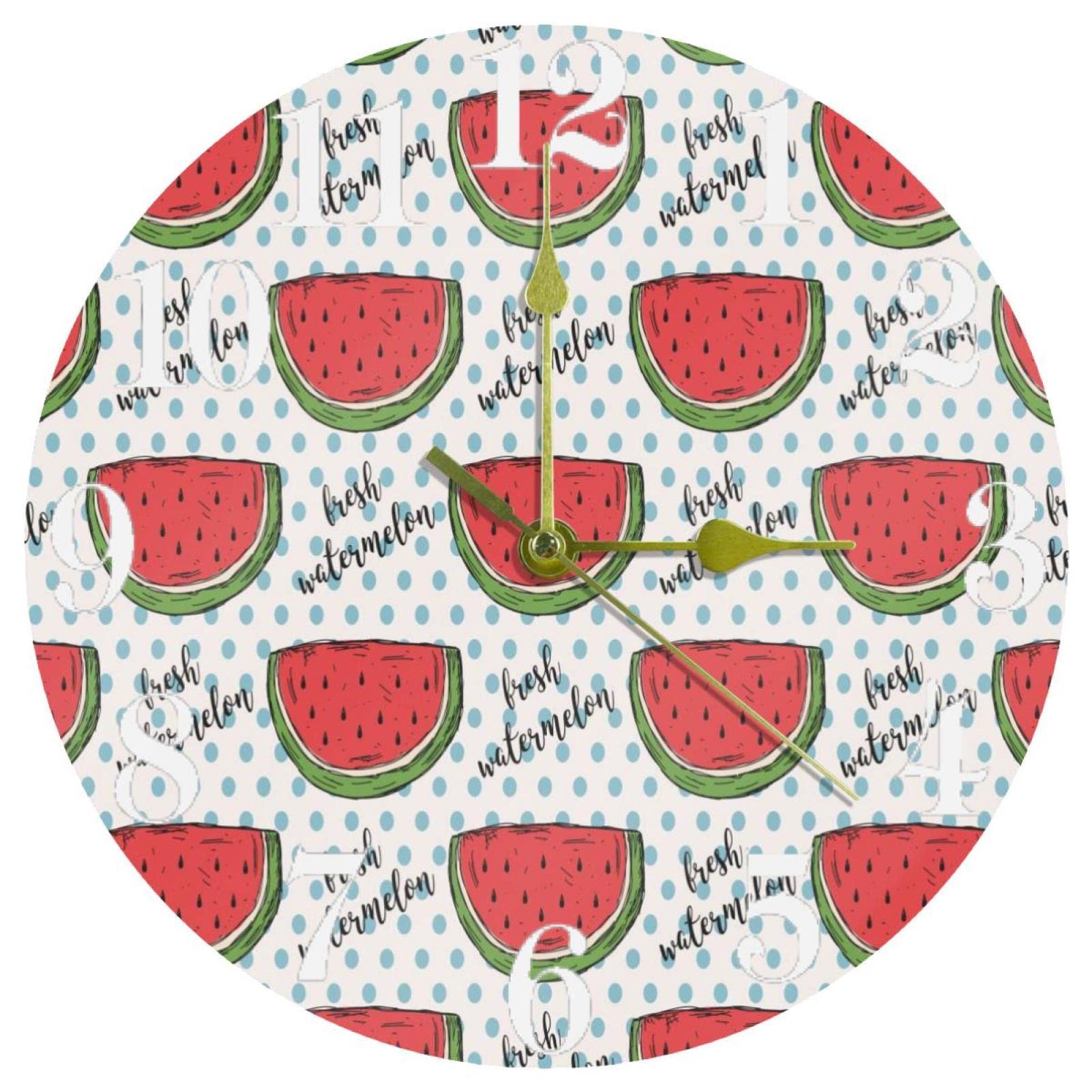 Horloge murale ronde pois rouges 25 cm pendule silencieuse sans tic-tac maison
