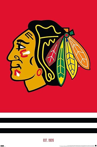 Trends International NHL Chicago Blackhawks - Póster de pared con logotipo 21 22375 x 34 pulgadas versión premium sin marco