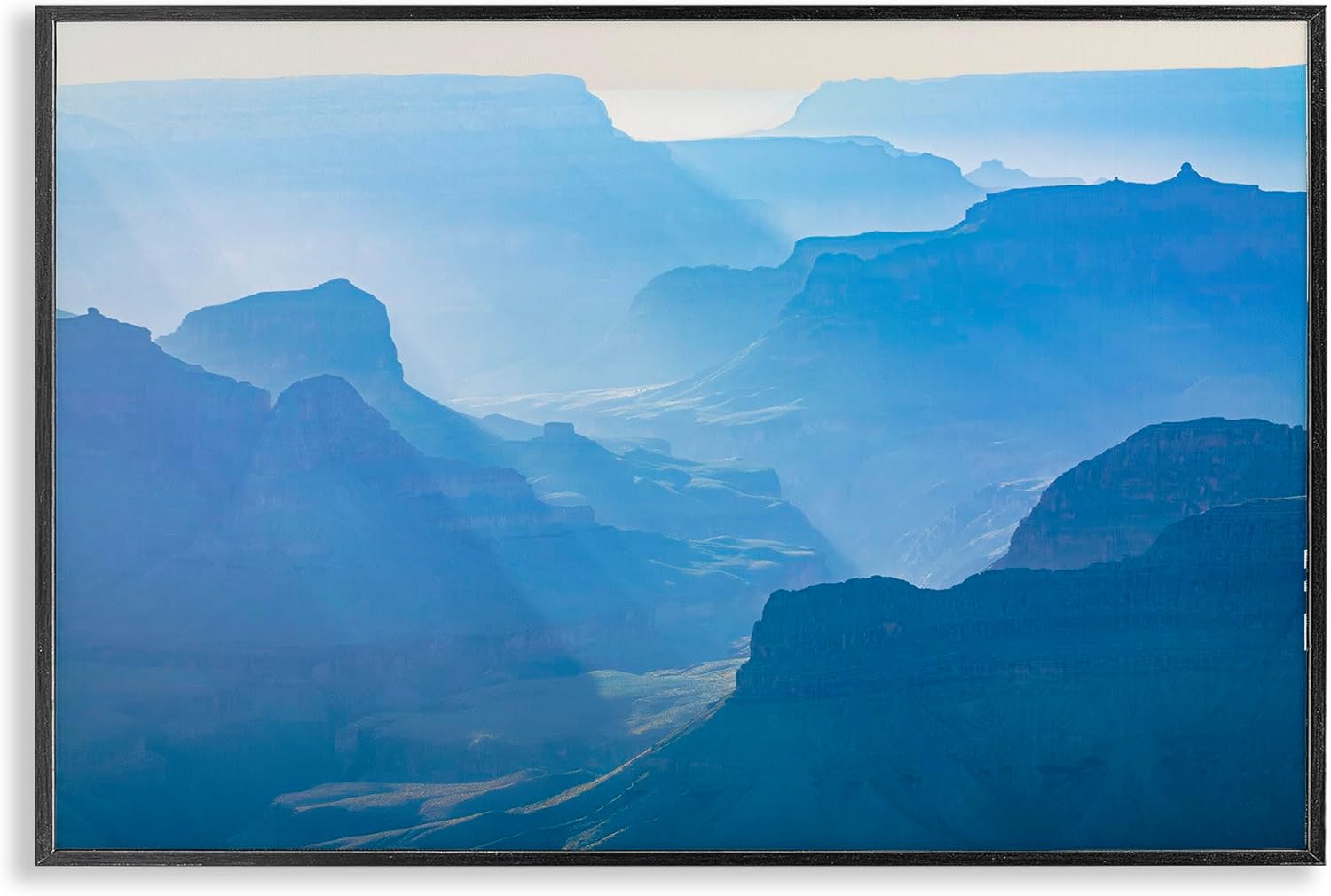 Stupell Industries Blue Sunlit Peaks Framed Giclee Wall Art Design by Marty Hulsebos, Black Framed, 18 x 12