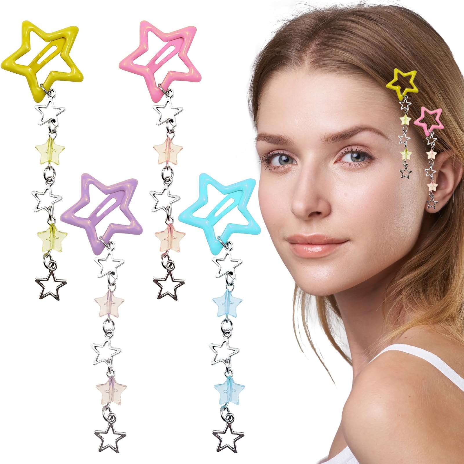 8 PCS Star Snap Hair Clips Nonslip Toddlers Colorful Cute