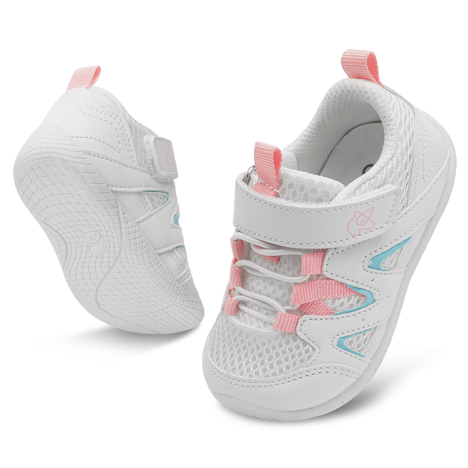 LeIsfIt Baby Shoes Boys Girls First Walking Shoes Non-Slip Toddler Breathable Sneakers Infant Sneakers White Color 12-18 Months