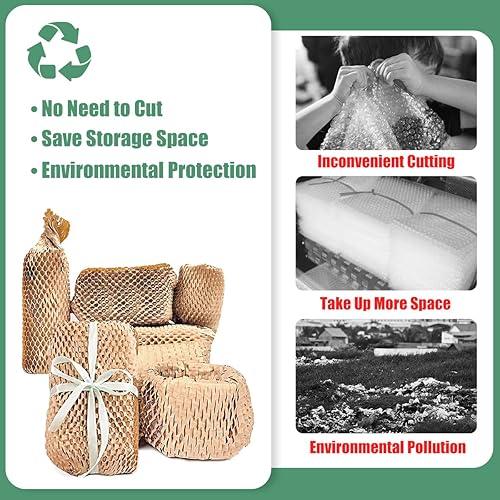 Miniatura 4 de Papel de embalaje de nido de abeja, papel de panal de abeja de 15 pulgadas x 400 pies, papel de embalaje ecológico de estraza para mudanzas, papel